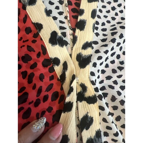 UMGEE Top Womens Large Multicolor Mix Leopard Print Ruffle Sleeves Blouse - Picture 8 of 10